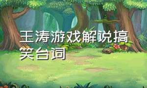 王涛游戏解说搞笑台词（王涛实况2017解说台词）