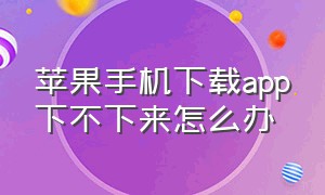 苹果手机下载app下不下来怎么办（苹果手机突然下载不了app怎么回事）