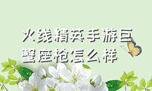 火线精英手游巨蟹座枪怎么样