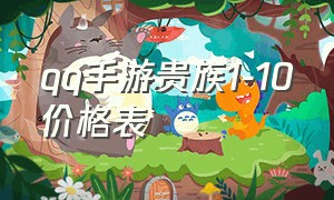 qq手游贵族1-10价格表