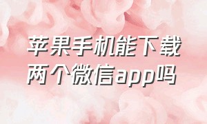 苹果手机能下载两个微信app吗