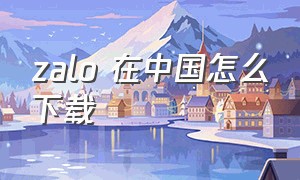 zalo 在中国怎么下载