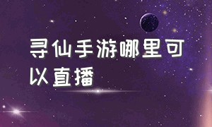 寻仙手游哪里可以直播（寻仙手游sf无限仙玉）