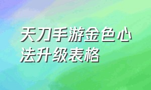 天刀手游金色心法升级表格（天刀手游平民神威金色心法）