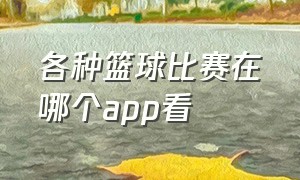 各种篮球比赛在哪个app看