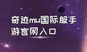 奇迹mu国际服手游官网入口