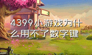 4399小游戏为什么用不了数字键