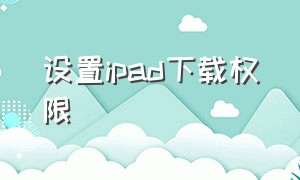 设置ipad下载权限（ipad app下载 设置 权限）