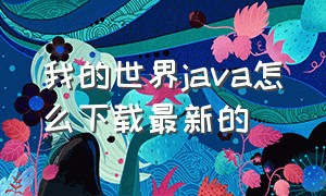 我的世界java怎么下载最新的