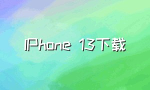 IPhone 13下载（iphone13下载app没反应）