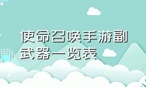 使命召唤手游副武器一览表