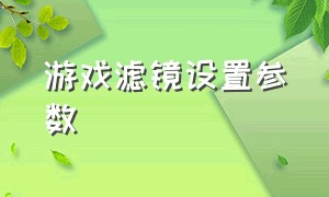 游戏滤镜设置参数（游戏滤镜最佳设置方法）