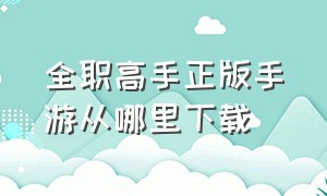 全职高手正版手游从哪里下载（全职高手端游下载）