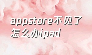 appstore不见了怎么办ipad