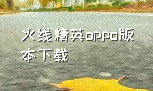 火线精英oppo版本下载