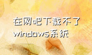 在网吧下载不了windows系统