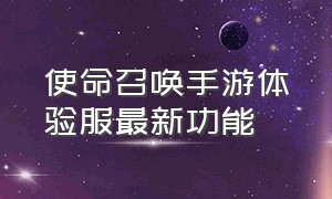 使命召唤手游体验服最新功能