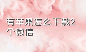 有苹果怎么下载2个微信