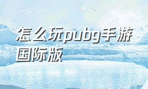 怎么玩pubg手游国际版