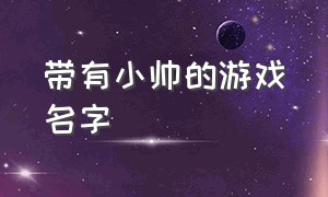 带有小帅的游戏名字（很帅很酷的游戏名字）