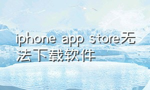 iphone app store无法下载软件