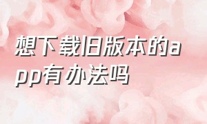 想下载旧版本的app有办法吗