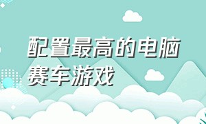 配置最高的电脑赛车游戏（配置要求最高的赛车游戏）