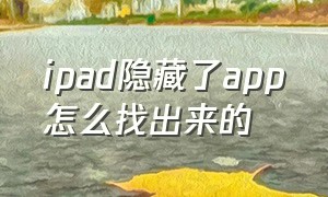 ipad隐藏了app怎么找出来的