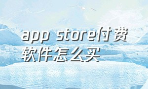 app store付费软件怎么买（app store付费软件是永久的吗）