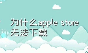 为什么apple store无法下载