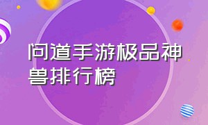 问道手游极品神兽排行榜