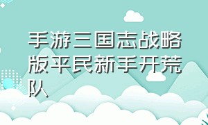 手游三国志战略版平民新手开荒队