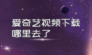 爱奇艺视频下载哪里去了