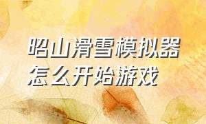 昭山滑雪模拟器怎么开始游戏