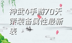 神武4手游70天策装备属性最新表