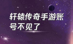 轩辕传奇手游账号不见了