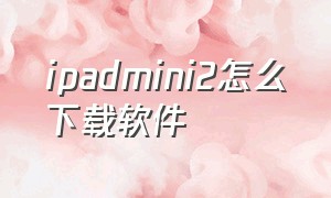 ipadmini2怎么下载软件