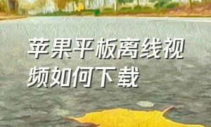 苹果平板离线视频如何下载（苹果平板下载的视频存在哪里）