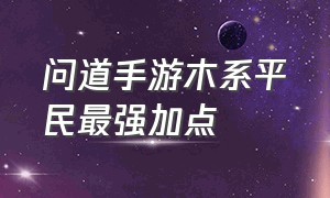 问道手游木系平民最强加点