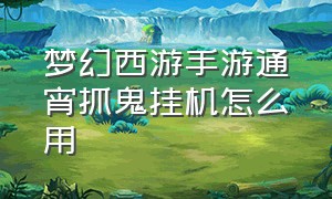 梦幻西游手游通宵抓鬼挂机怎么用