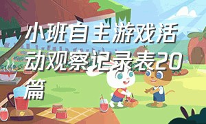 小班自主游戏活动观察记录表20篇