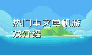 热门中文单机游戏介绍（单机游戏推荐排行榜中文）