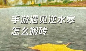 手游遇见逆水寒怎么搬砖（手游遇见逆水寒怎么赚钱）