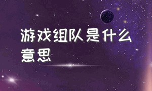 游戏组队是什么意思