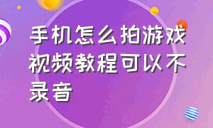 手机怎么拍游戏视频教程可以不录音