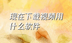 现在下载视频用什么软件（现在下载视频用什么软件好）