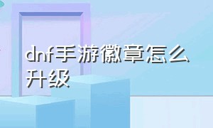 dnf手游徽章怎么升级