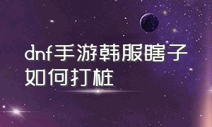 dnf手游韩服瞎子如何打桩（dnf手游韩服瞎子最强搭配）