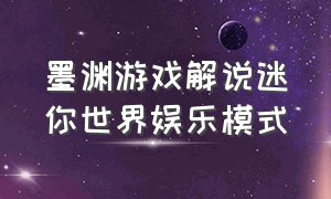 墨渊游戏解说迷你世界娱乐模式