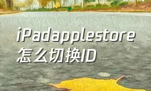 iPadapplestore怎么切换ID